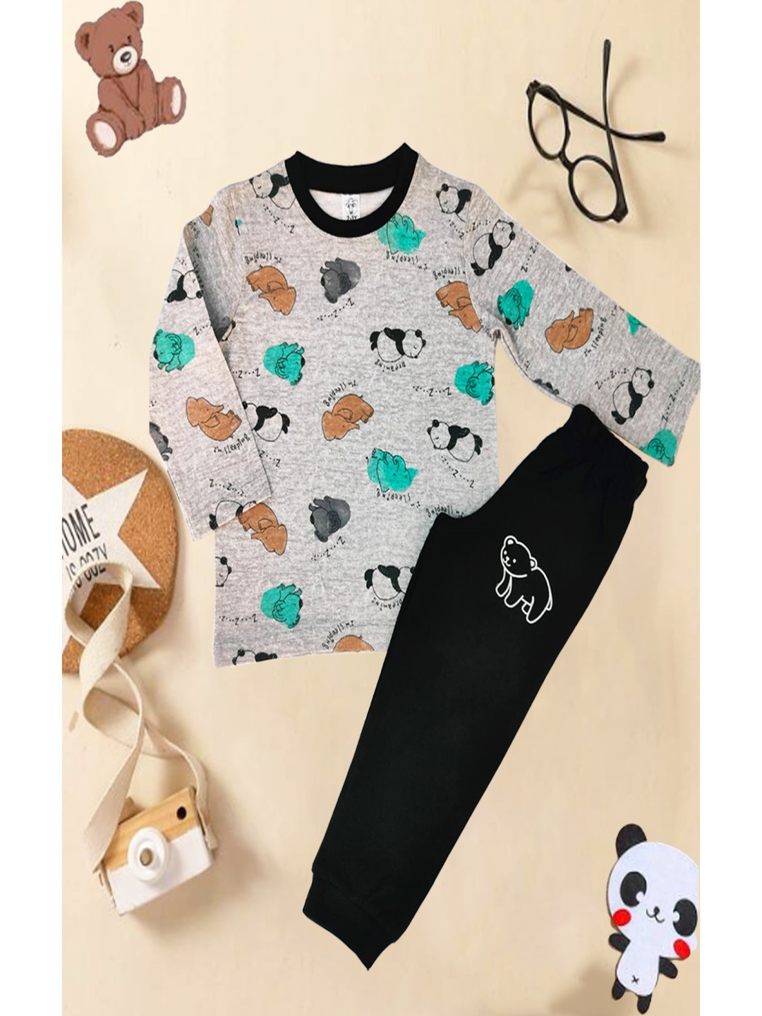 

BILLYBALL Unisex Kids Printed T-shirt with Trousers, Black