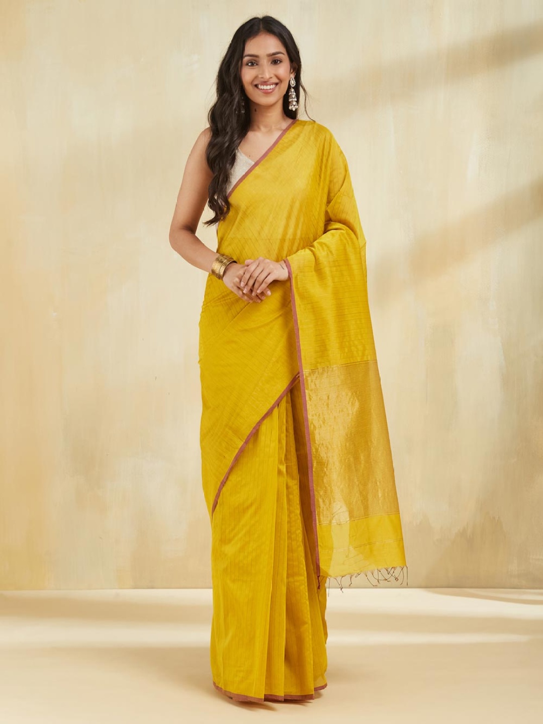 

Fabindia Maheshwari Saree, Yellow