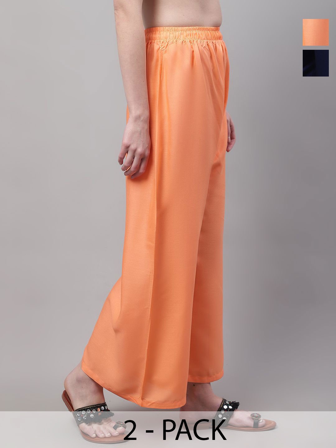 

Valles365 by S.C. Women Pack of 2 Flared Ethnic Palazzos, Orange