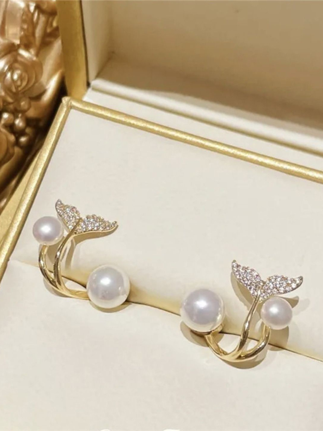 

Just Lil Things Artificial Stones Studded Contemporary Shaped Studs, Gold