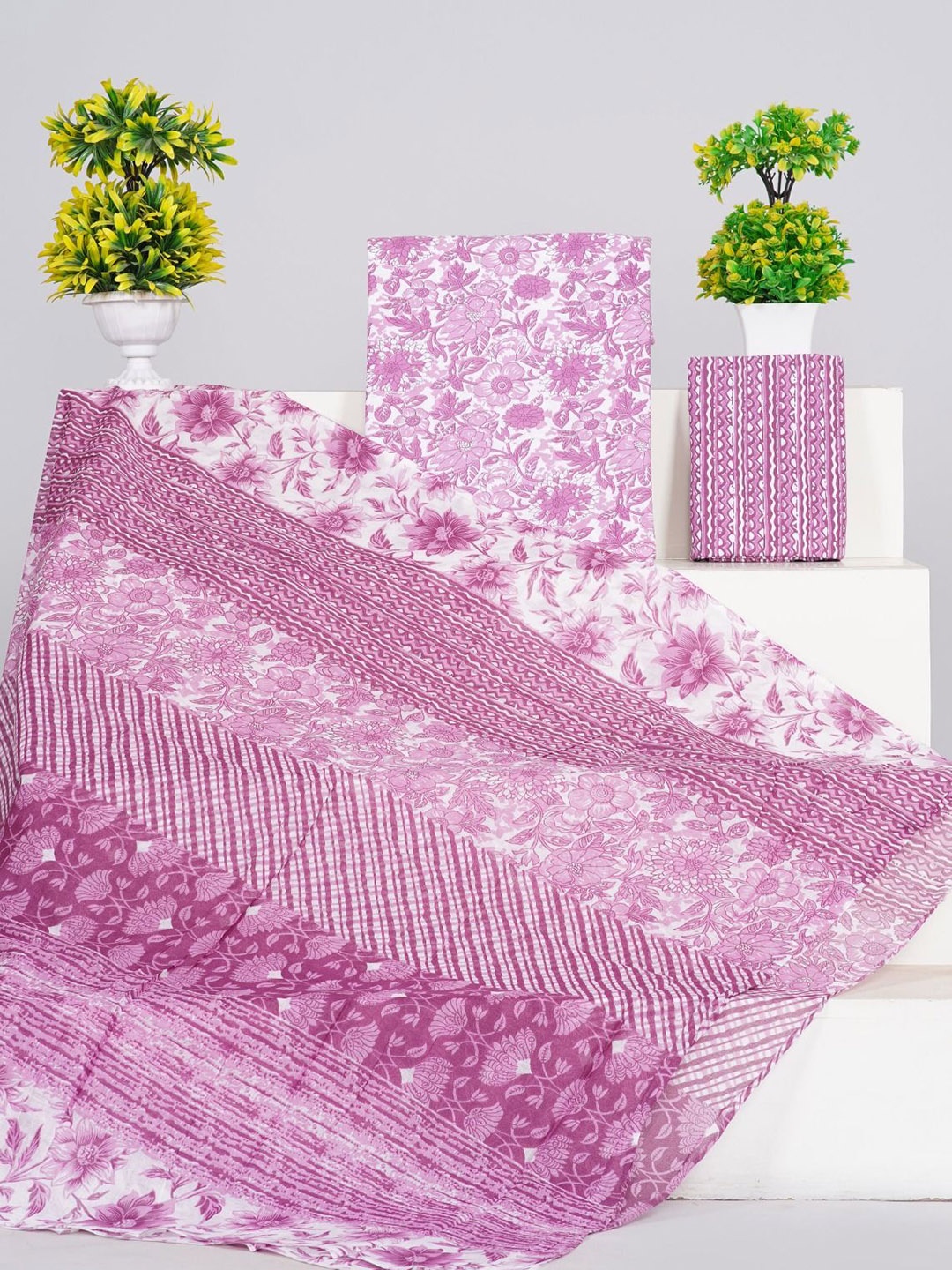 

TROPWEAR Printed Pure Cotton Unstitched Dress Material, Purple