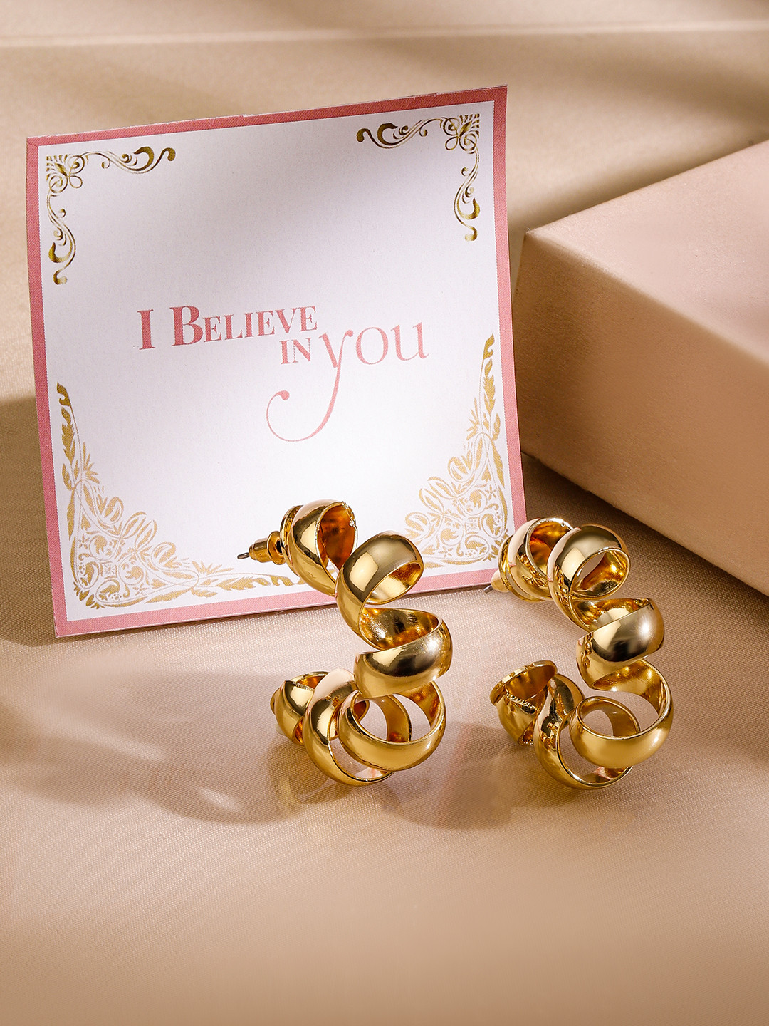 

Rubans Valentine's 18K Gold Plated Demi-Fine Tarnish Free Waterproof Twisted Hoop Earring