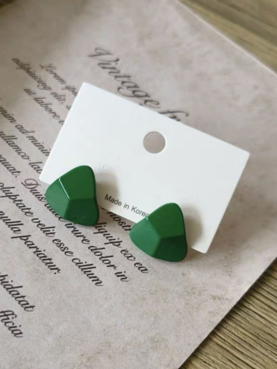 

Just Lil Things Contemporary Shaped Studs, Green