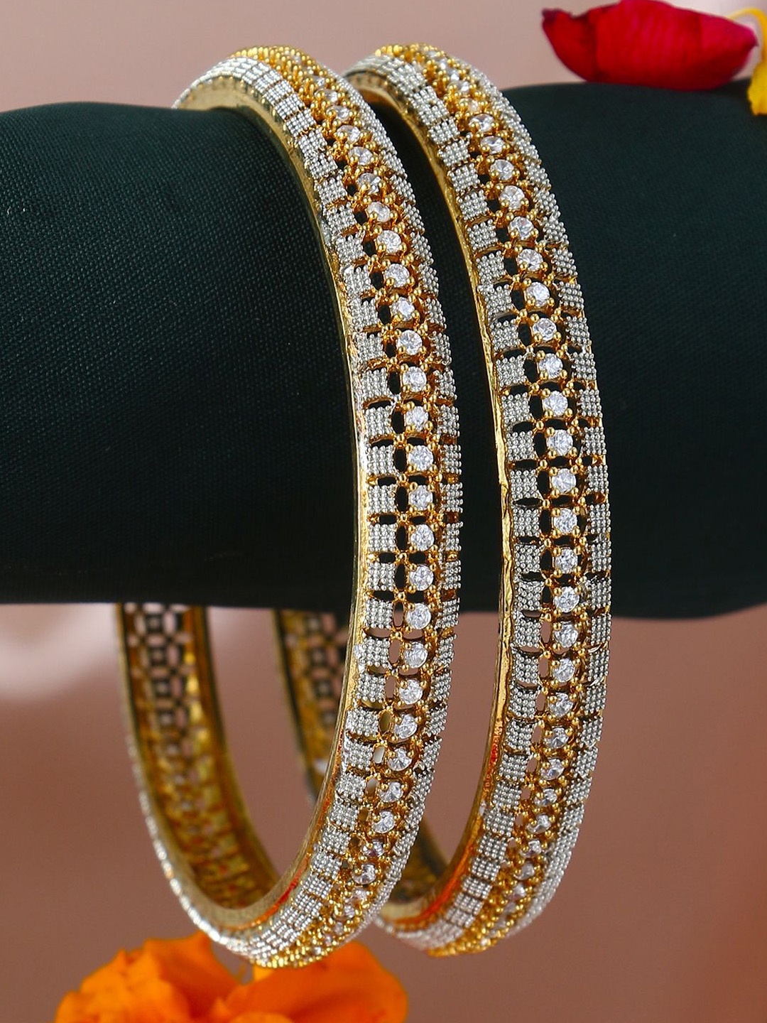 

Anouk Set Of 2 24CT Gold-Plated Stone-Studded Bangles