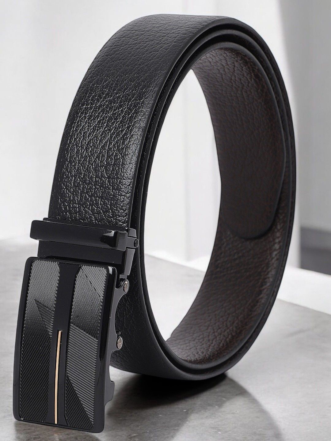 

Provogue Men Textured Leather Formal Belt, Black