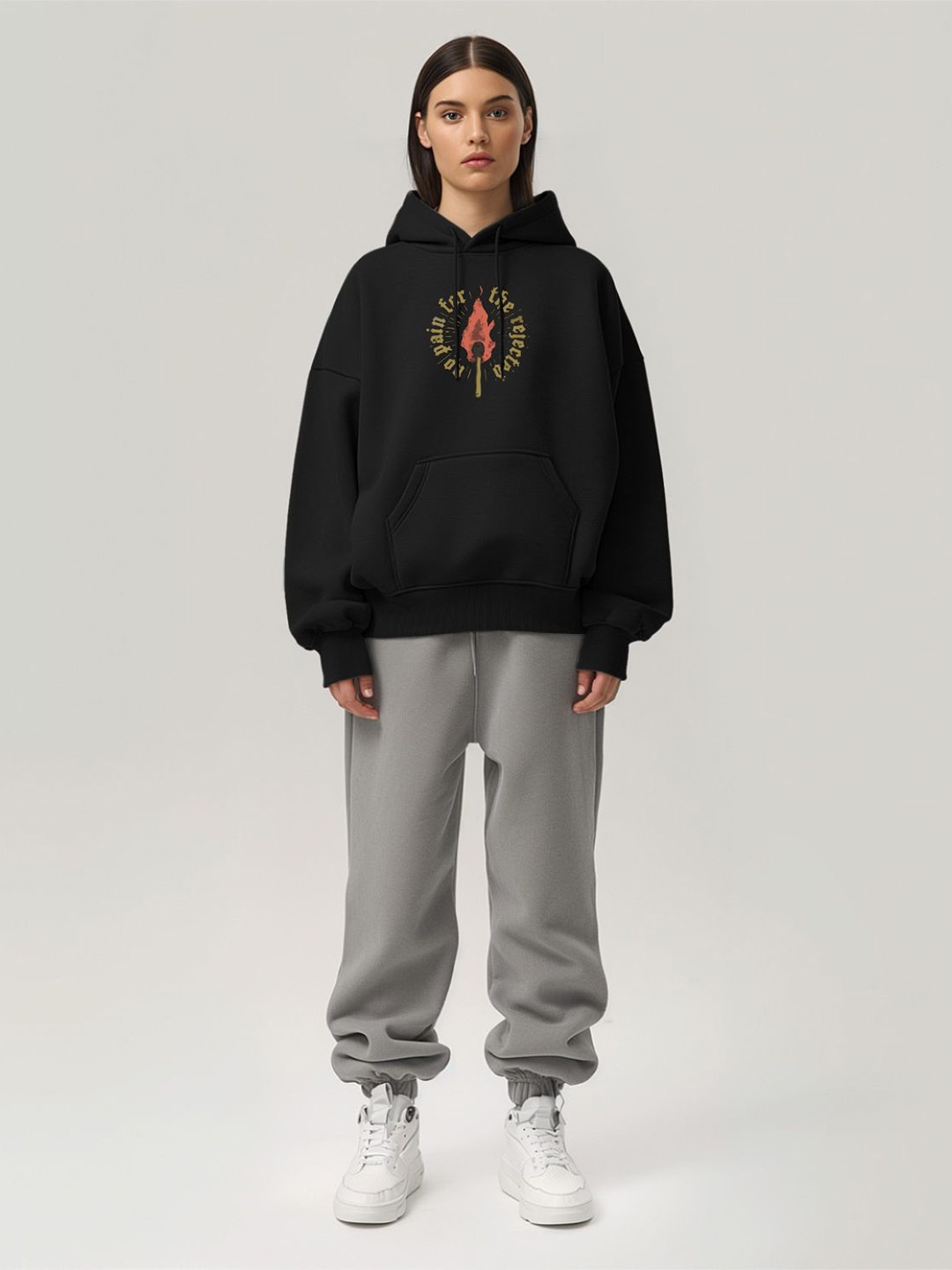 

TheBTclub Men Printed Hooded Sweatshirt, Black