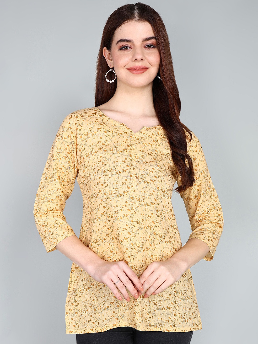 

Tviksha Fashion Women Floral Printed Pure Cotton Straight Kurti, Yellow