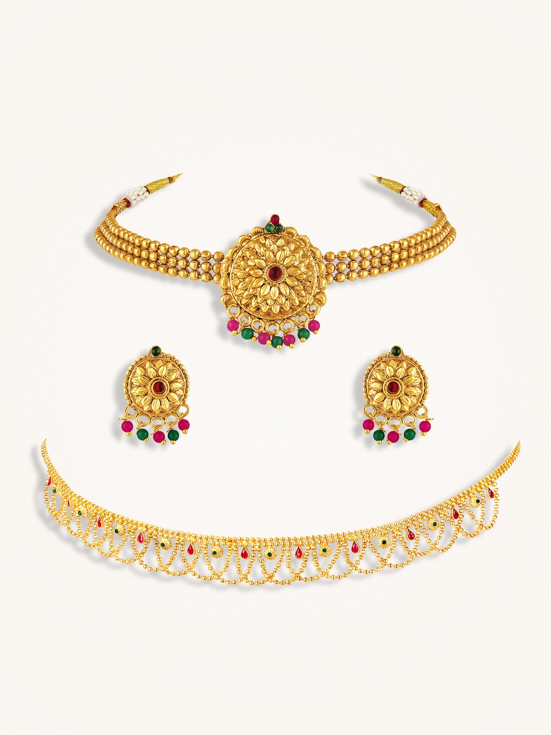 

Peora Gold-Plated Stone Studded Jewellery Set