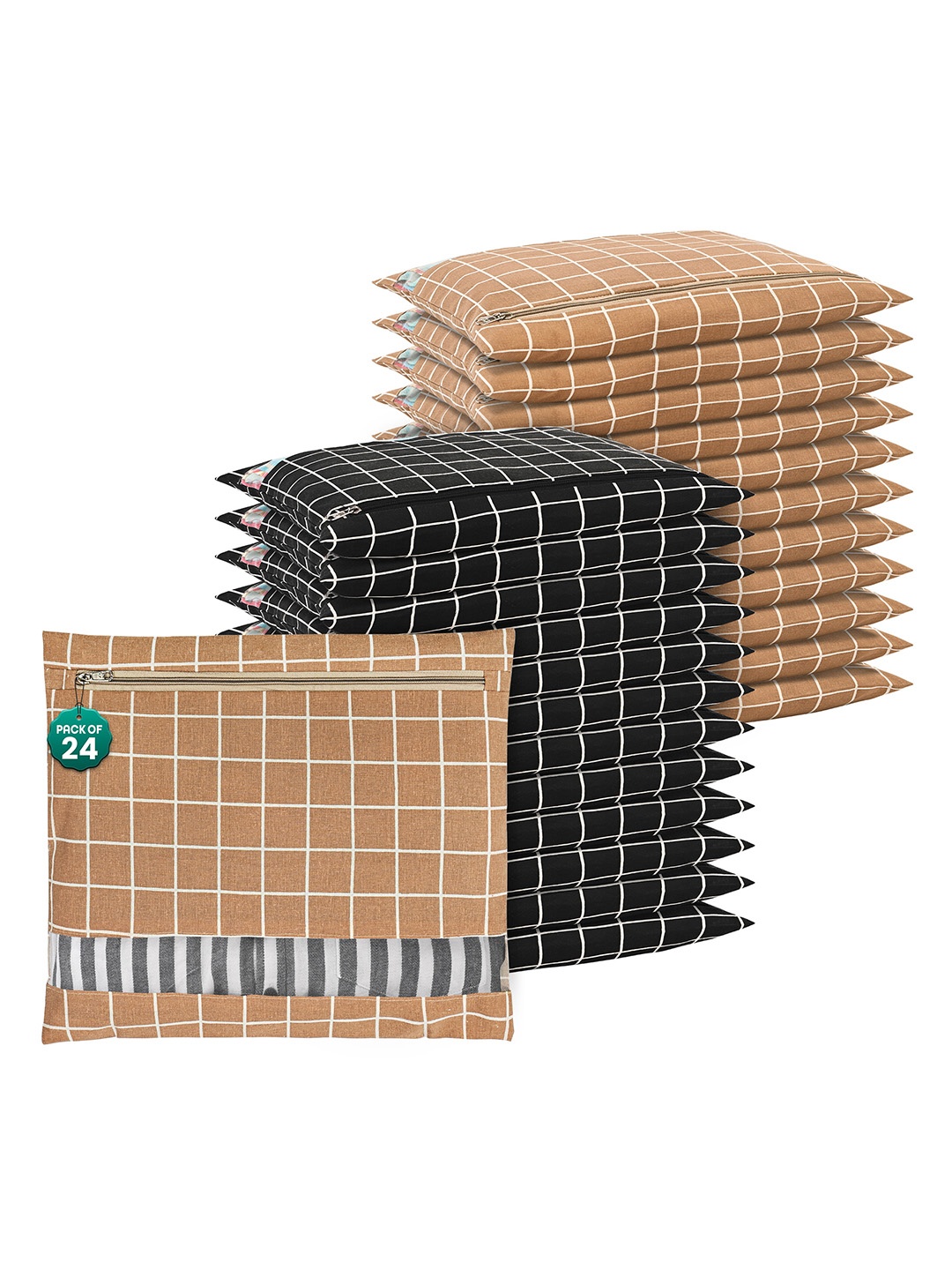 

Kuber Industries Brown 24 Pcs Regular Clothes Storage Single Packing Bag Drawer Organiser
