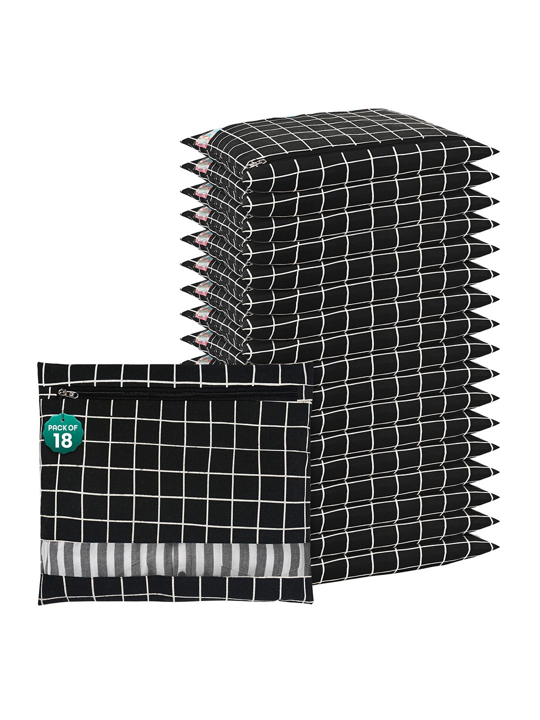 

Kuber Industries Black 18 Pcs Regular Clothes Storage Single Packing Bag Drawer Organiser