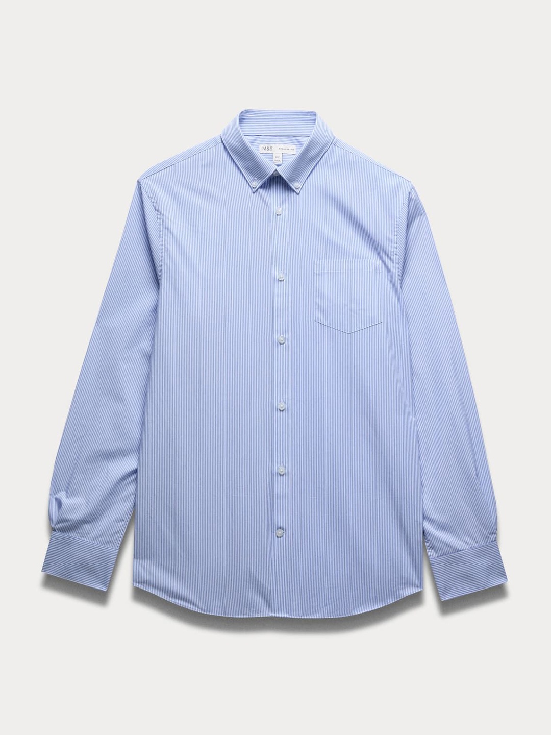

Marks & Spencer Men Button-Down Collar Vertical Striped Casual Shirt, Blue