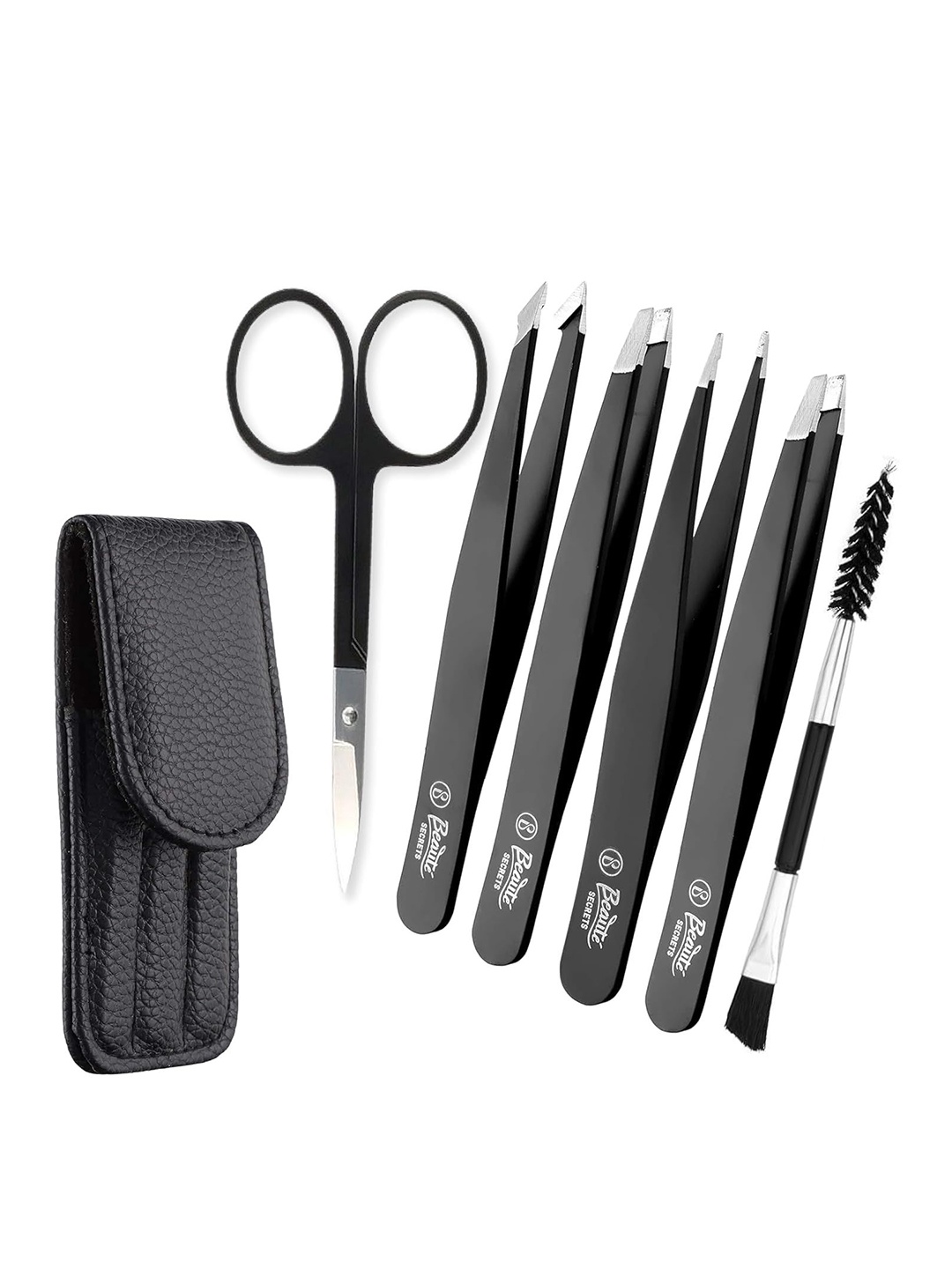 

Beaute Secrets Set Of 6 Professional Eyebrow Tweezers Set, Black