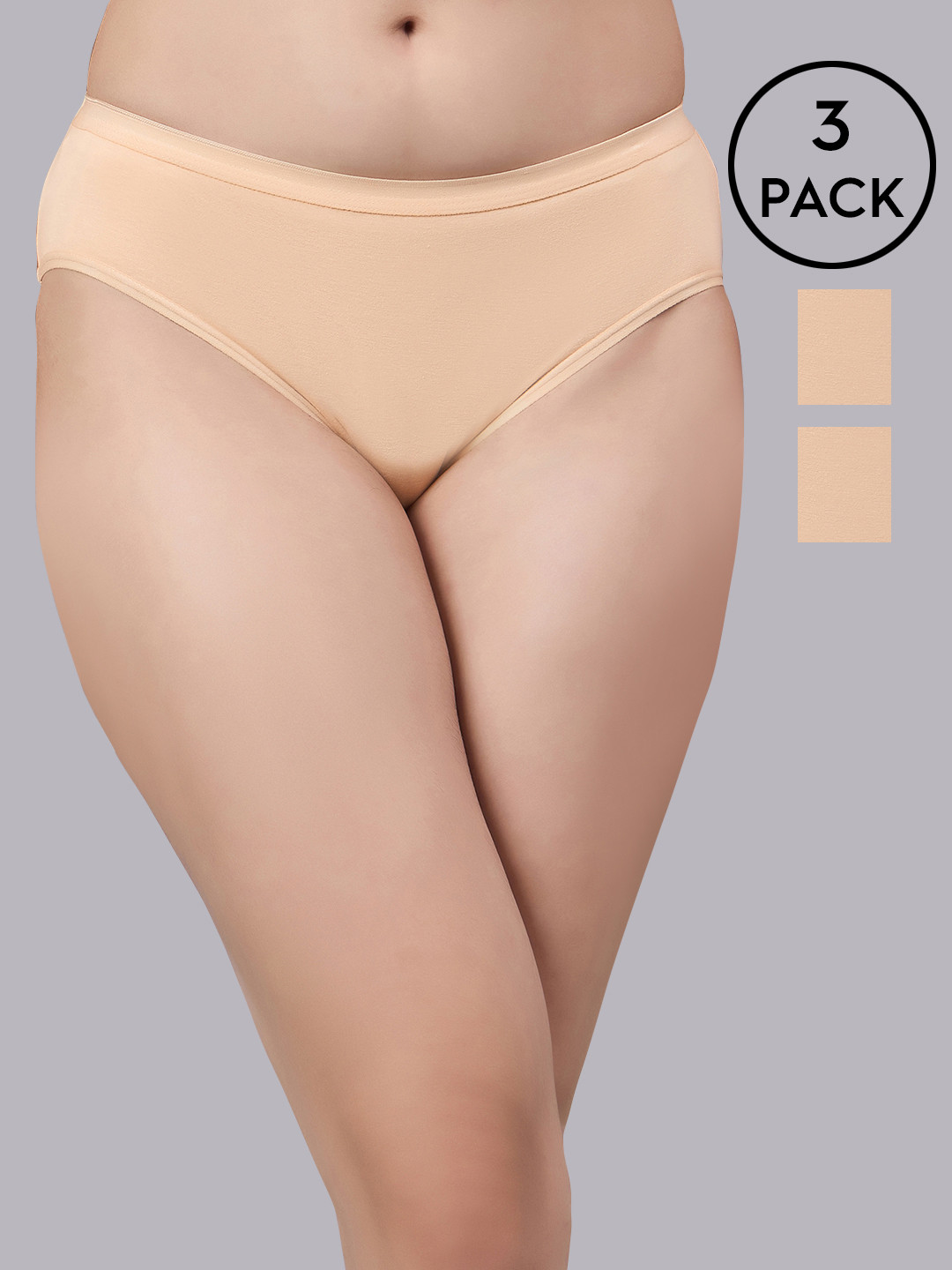 

Simoh Women Pack Of 3 Assorted High Rise Hipster Briefs