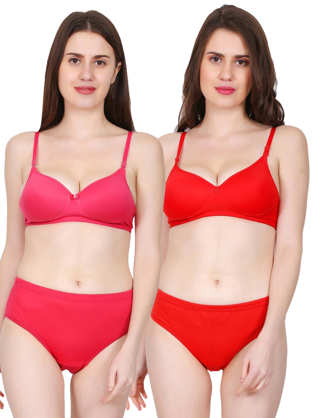 

chia fashions Pack Of 2 Padded Lingerie Set - CHFS-PAD-PNK-RED-30B, Pink