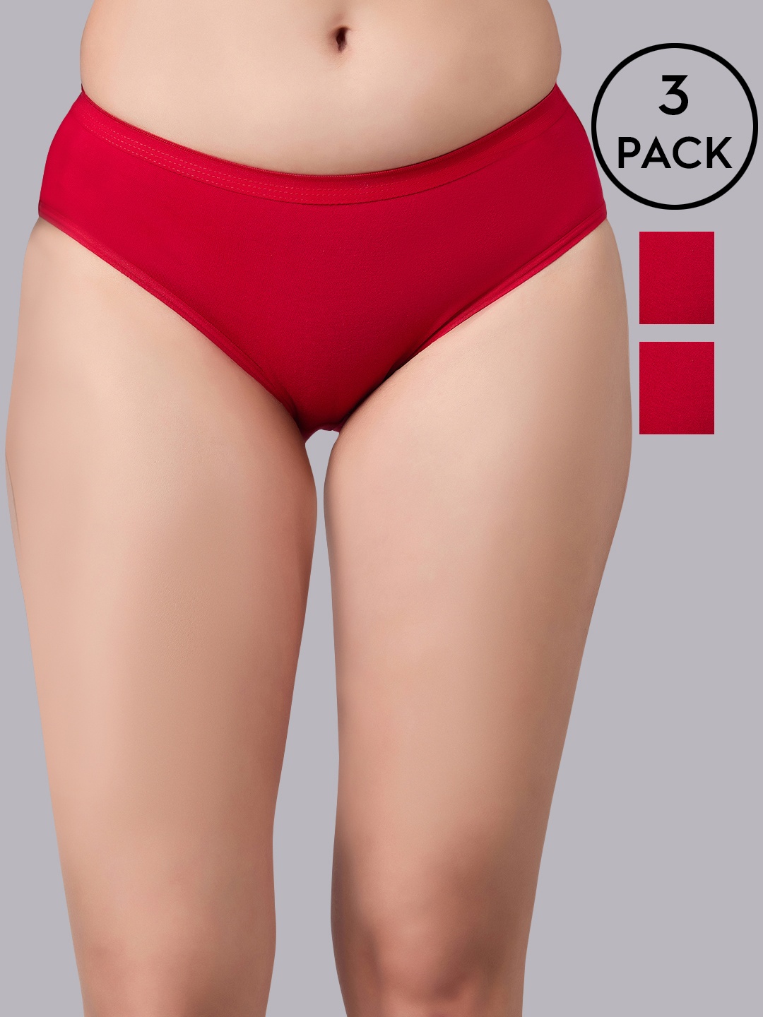 

SIMOH Pack Of 3 Mid-Rise Basic Briefs - H7112_Red_Red_Red