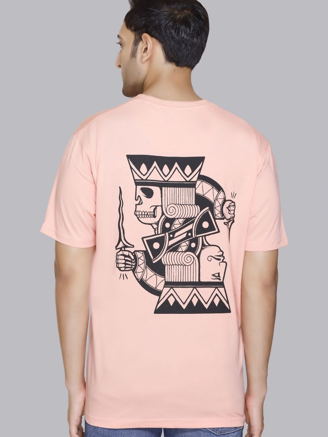 

STELVIN Men Printed Pockets T-shirt, Peach