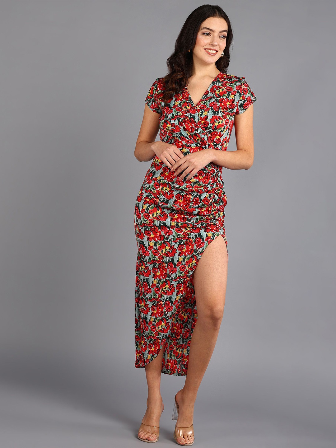 

MISS HAUTE Floral Print Crepe Maxi Dress, Multi