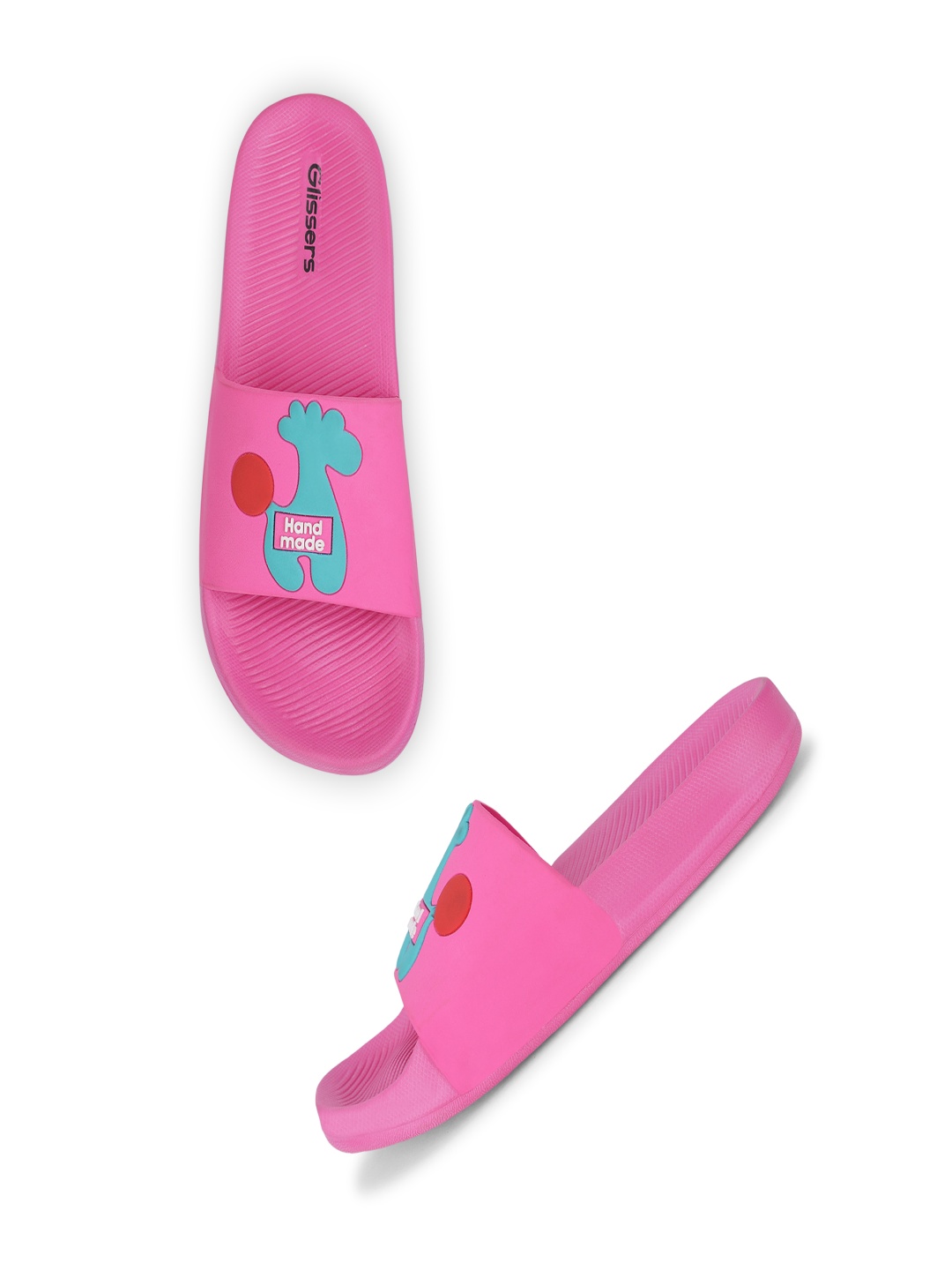 

GLISSERS Kids Giraffe Printed Sliders, Pink