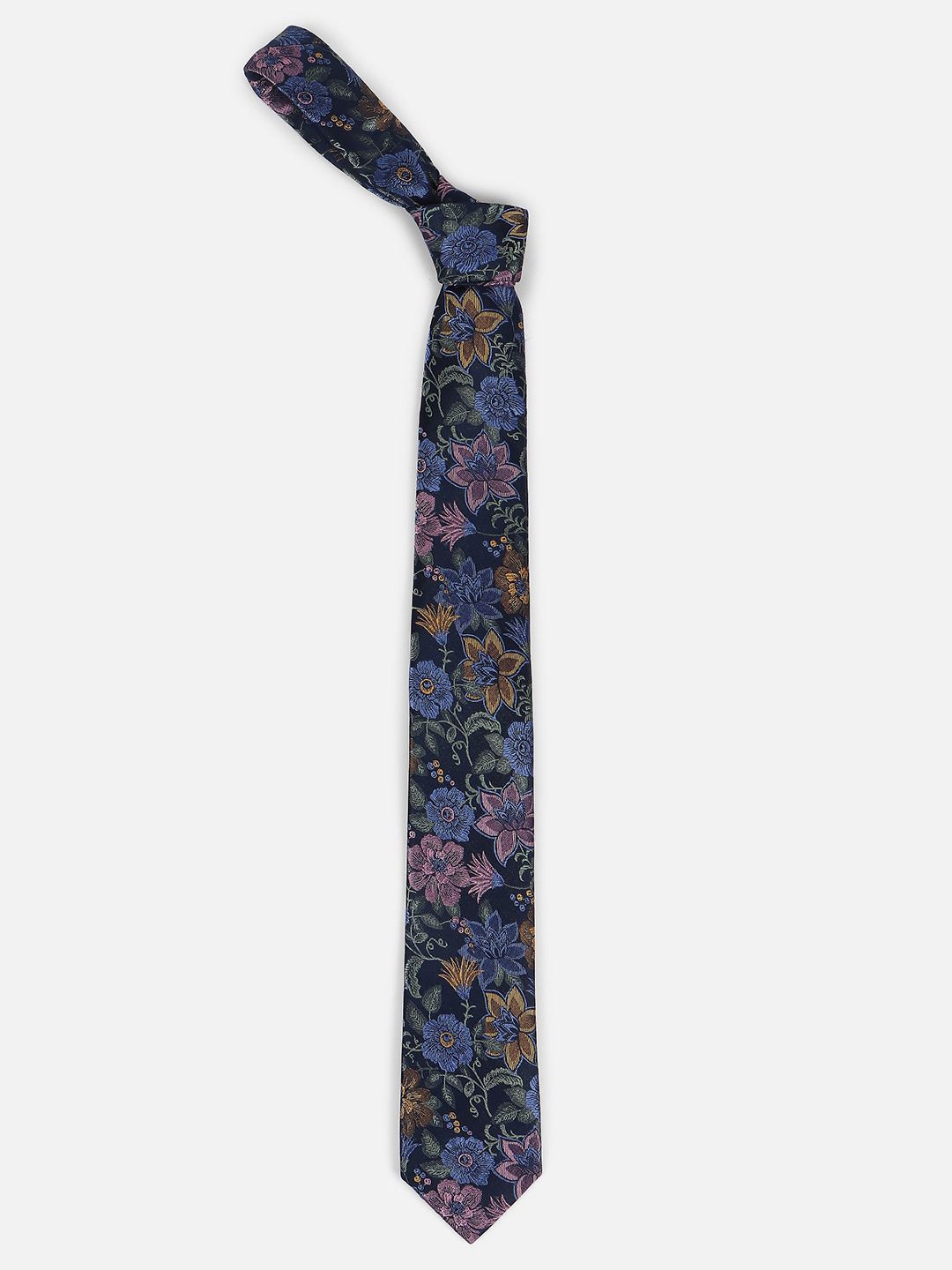 

Louis Philippe Men Printed Broad Tie, Navy blue