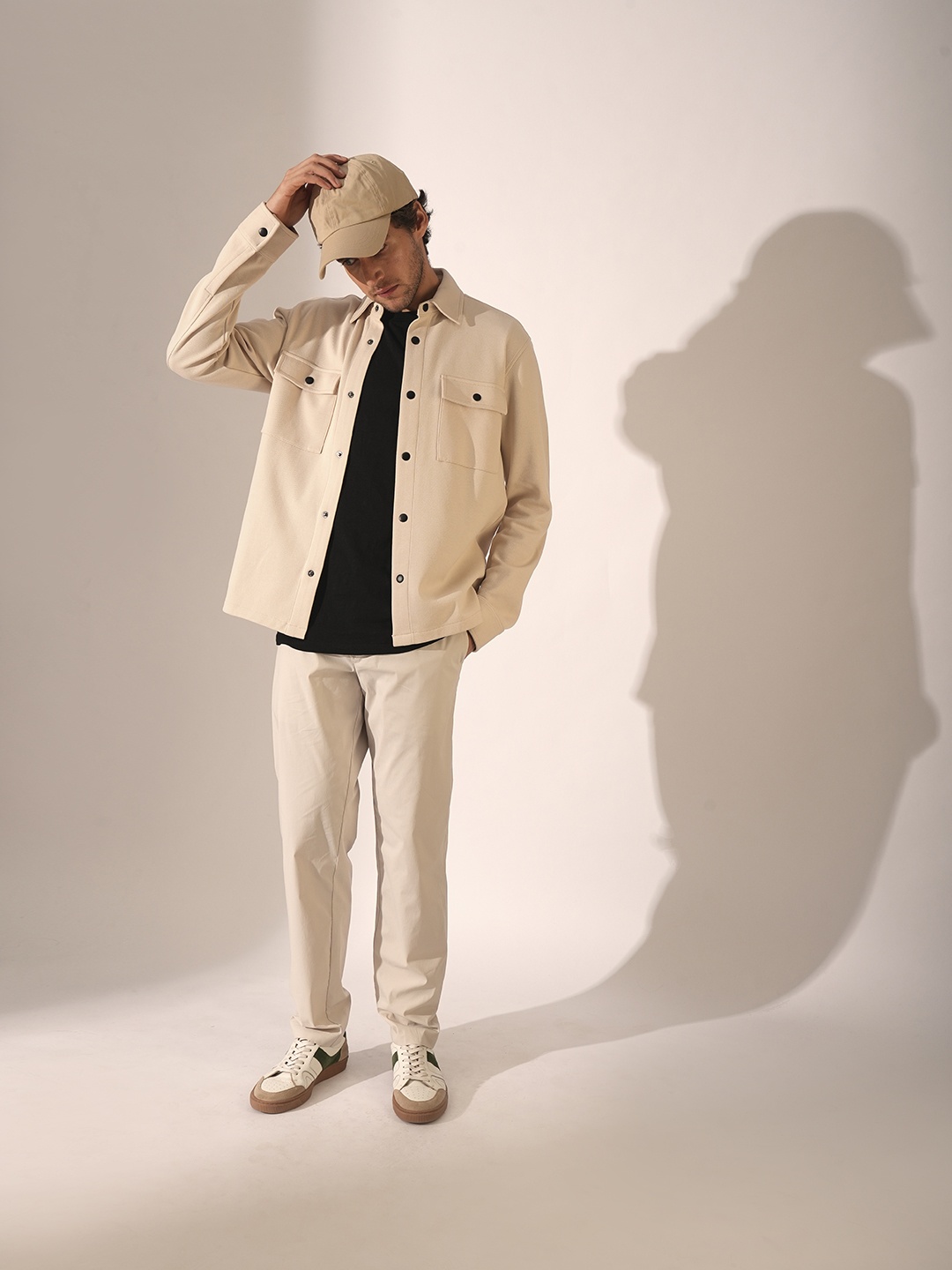 

SELECTED Spread Collar Shacket, Beige