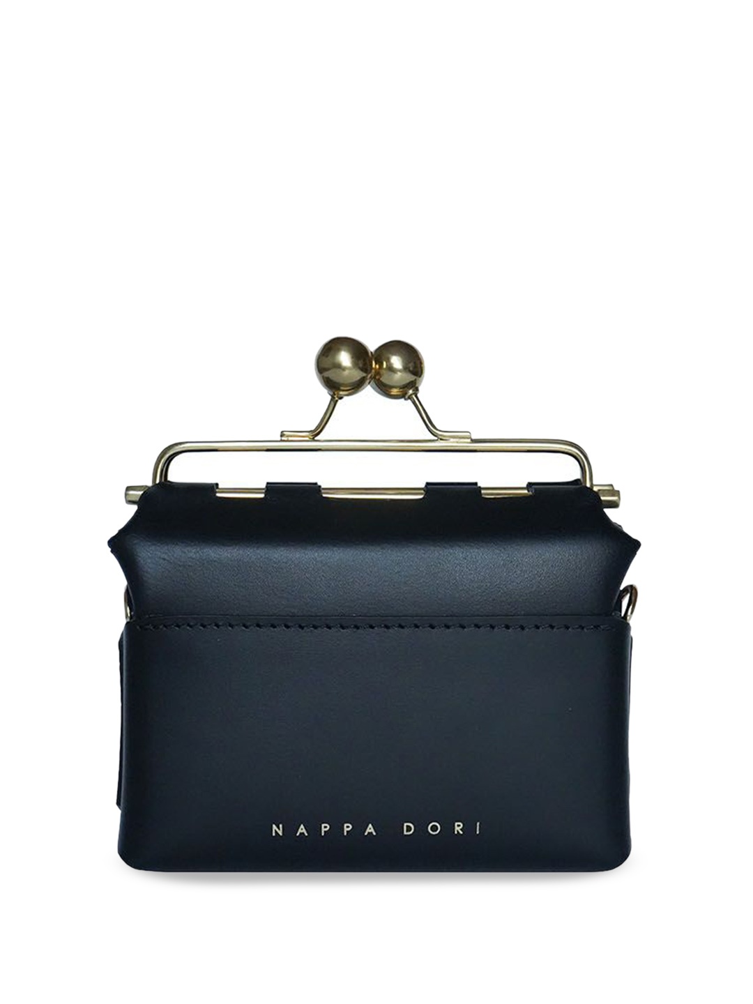

NAPPA DORI Textured Leather Bucket Sling Bag, Black