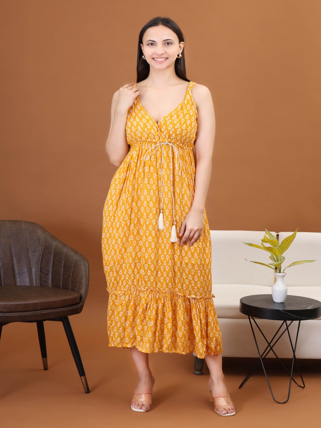 

Moda Rapido Floral Print Crepe Maxi Dress, Yellow
