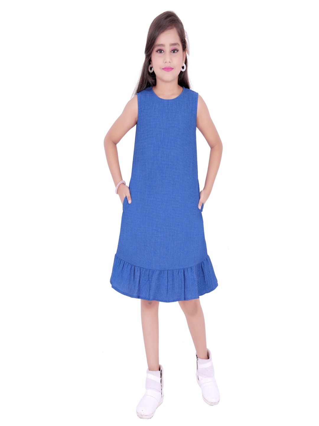 

ZACKBEE Crepe Drop-Waist Dress, Blue