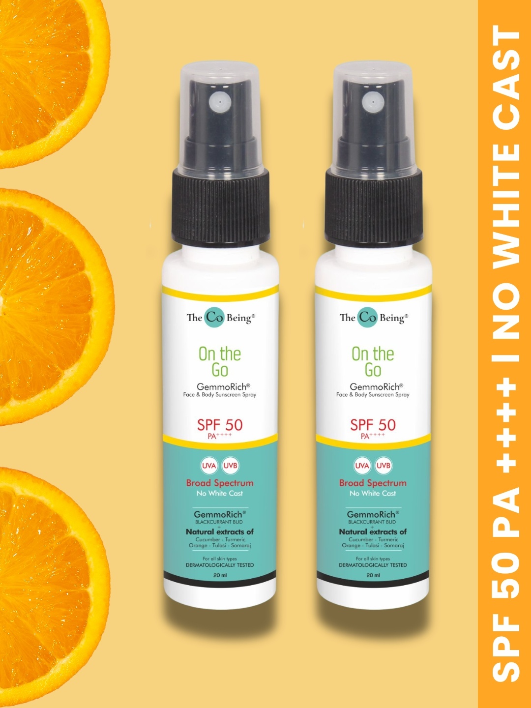 

The Co Being Set Of 2 SPF 50 PA++++ Face Sunscreen Spray - 20 ml Each, White