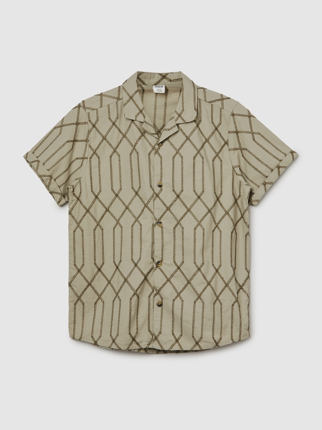 

max Boys Opaque Striped Casual Shirt, Green