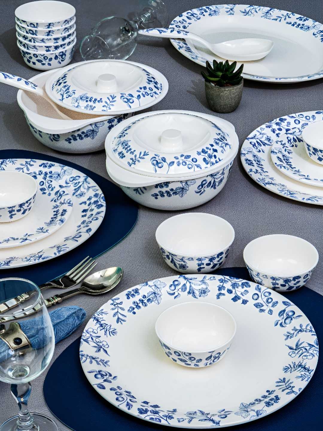 

Servewell White 2025 31 Pieces Melamine Dishwasher Safe Dinner Set of