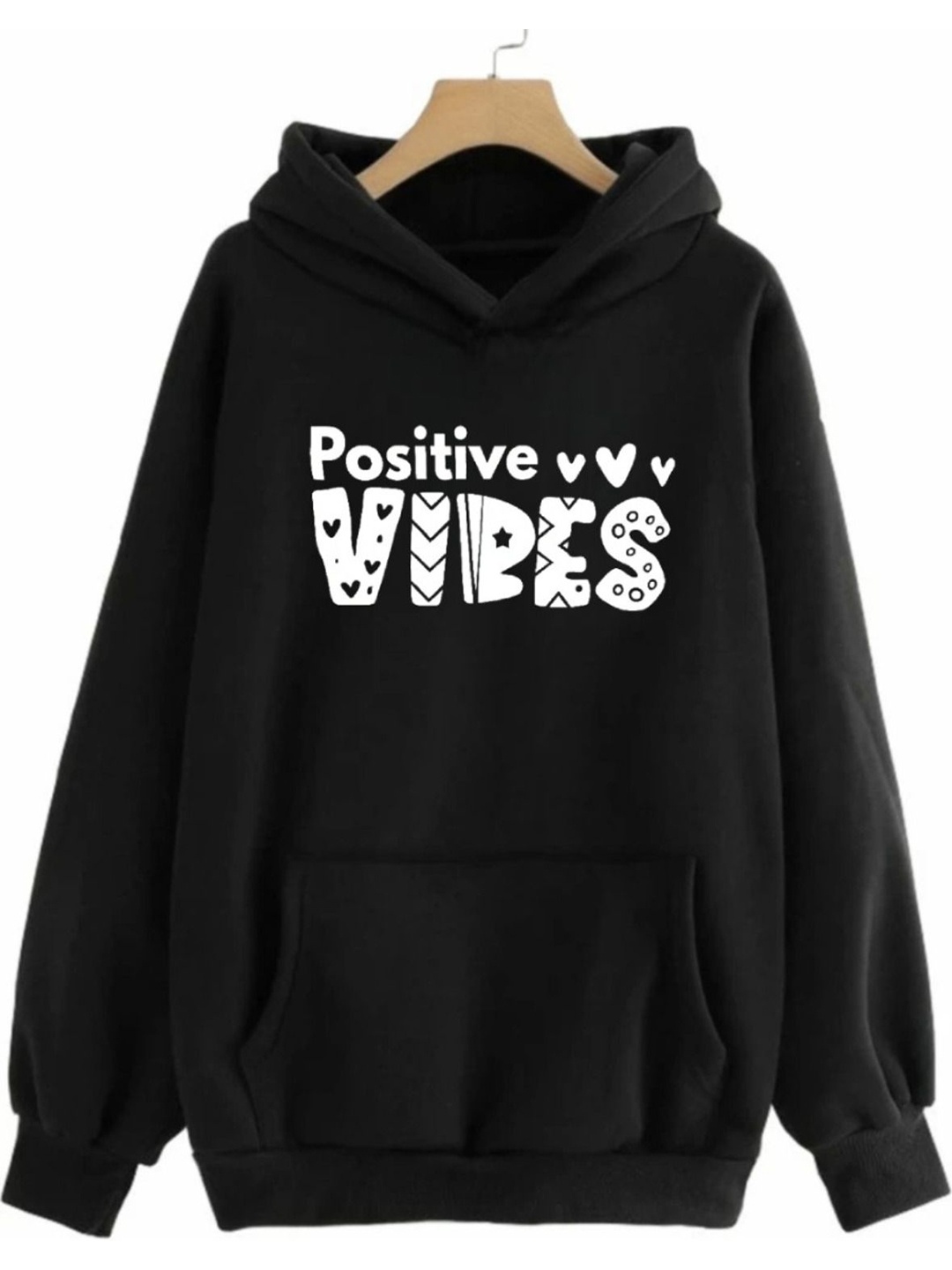 

KASHIAN Women Printed Hooded Pullover Sweatshirt, Black