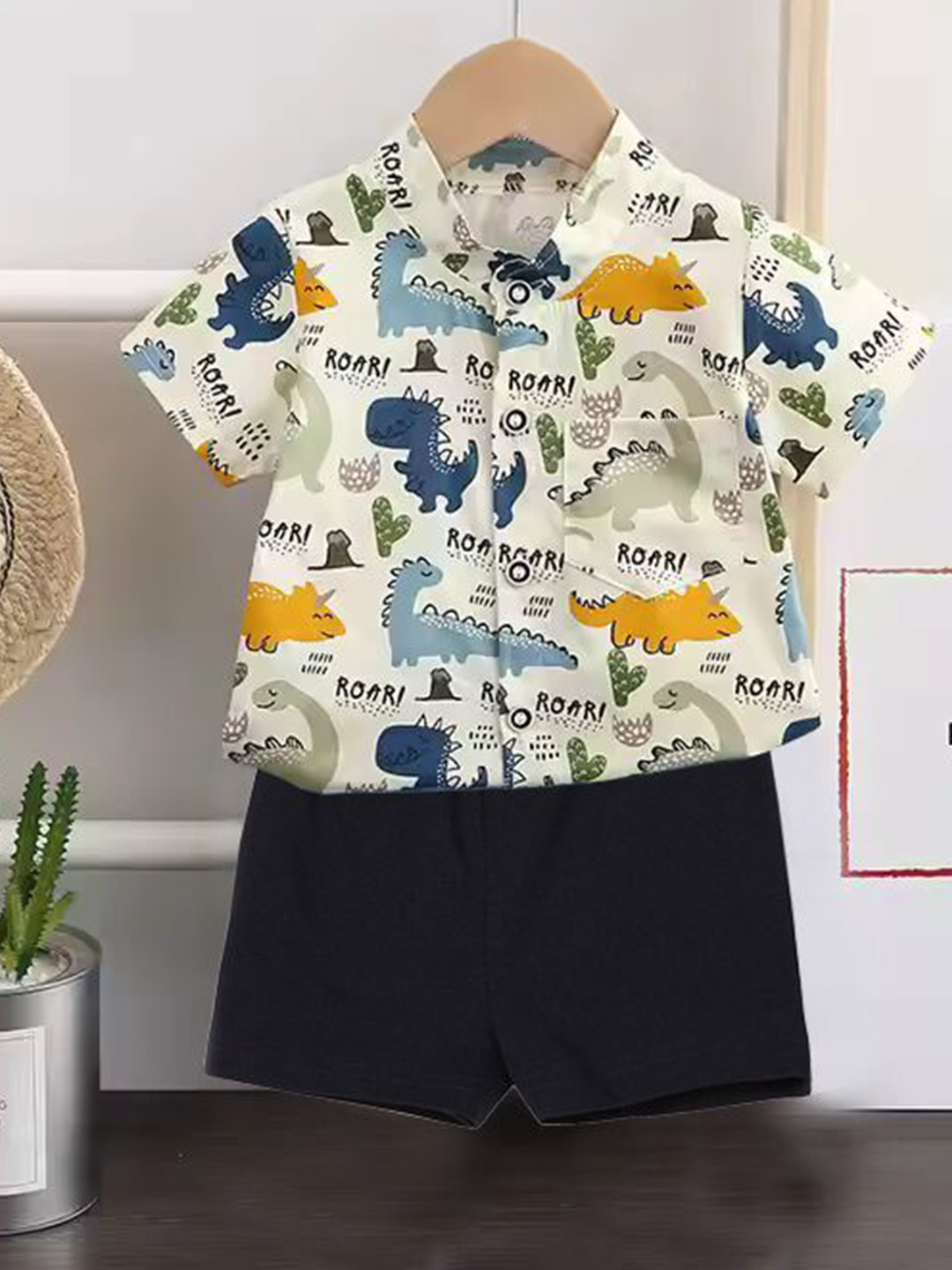 

DANGAR Kids Printed Short Sleeves Shirt With Shorts, White