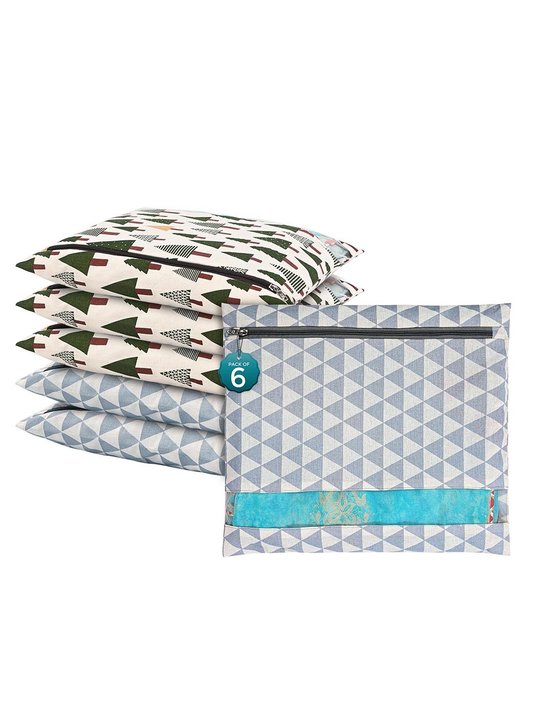 

Kuber Industries Grey 6 Pcs Regular Single Saree Cover Multi-Utility Storage Organisers
