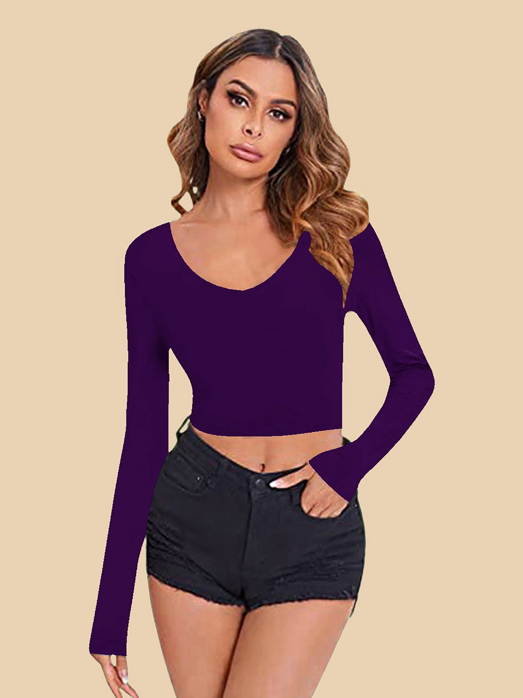 

Dream Beauty Fashion Women Fitted Crop Top, Purple