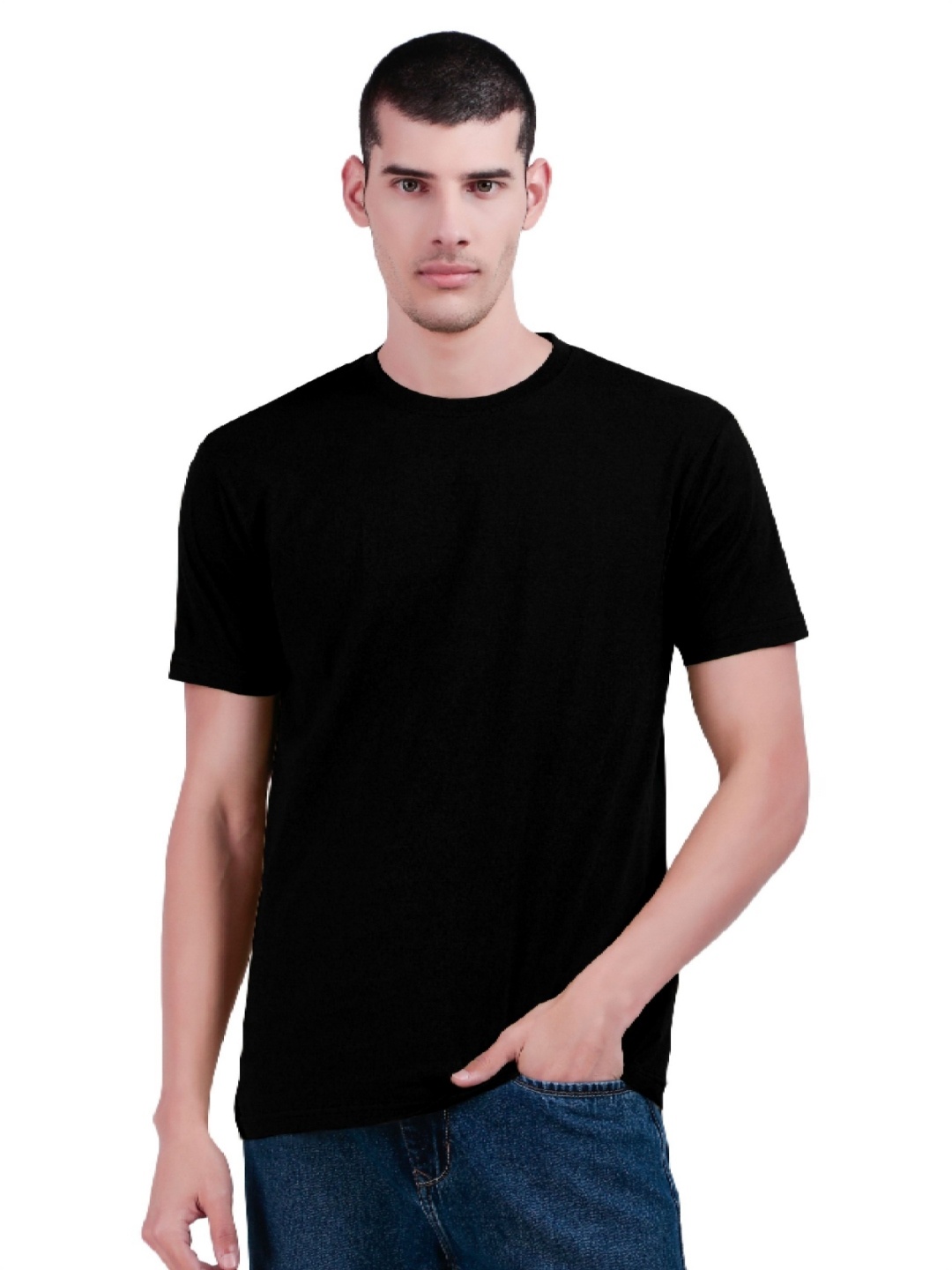 

inner element Men Bio Finish Solid Round Neck Cotton T-shirt, Black