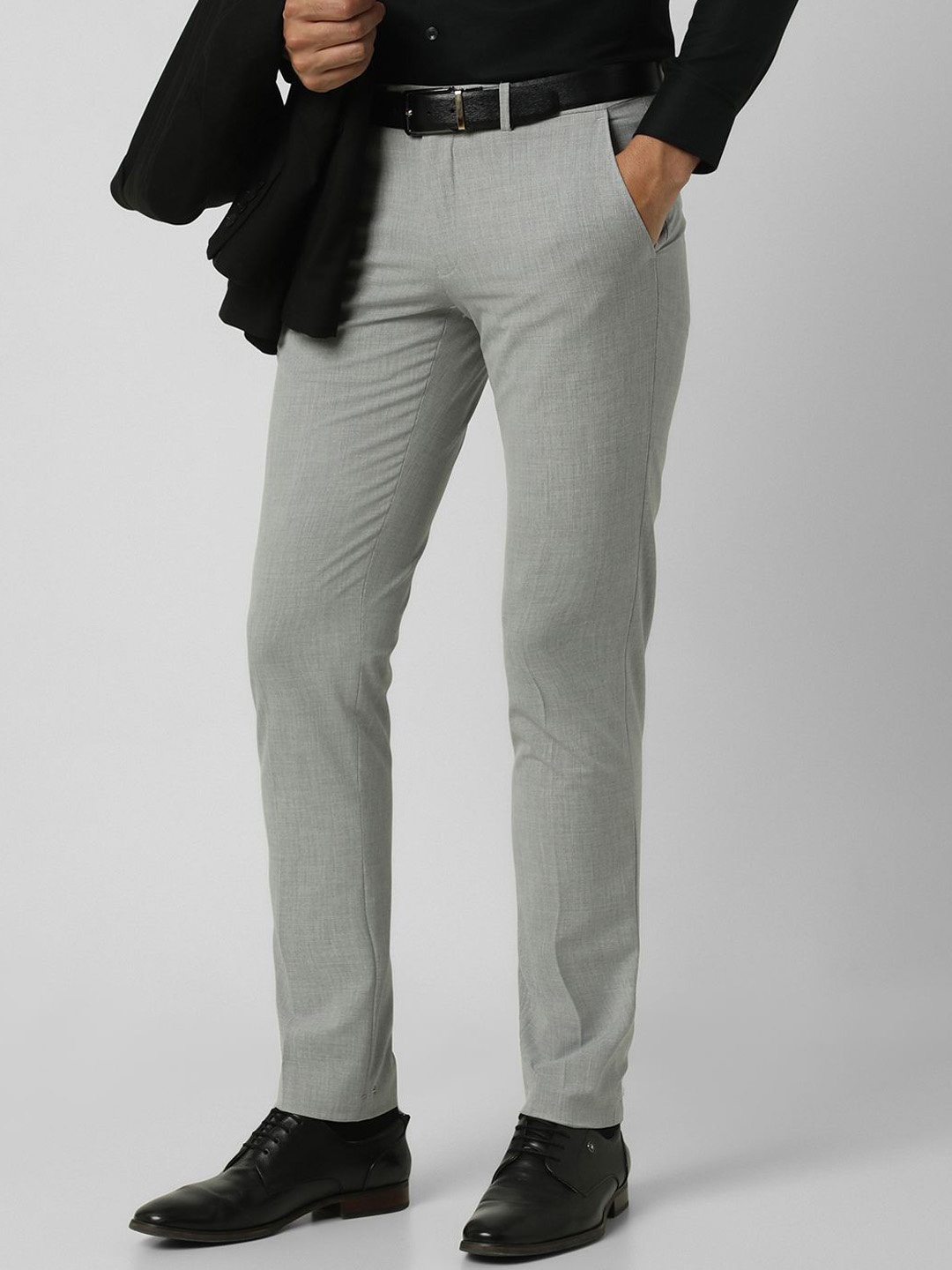 

Van Heusen Men Textured Slim Fit Trousers, Grey