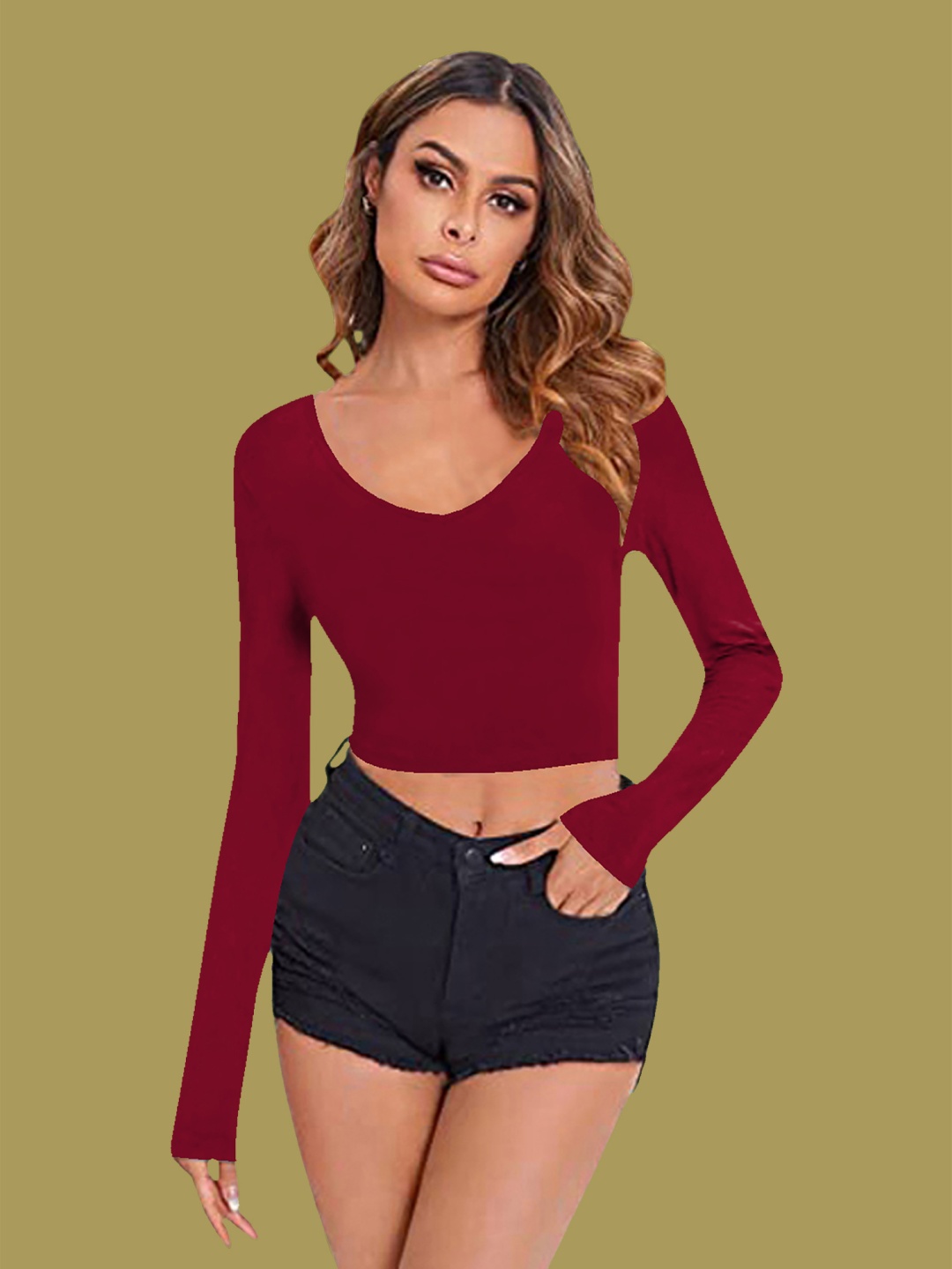 

Dream Beauty Fashion Crop Top, Maroon