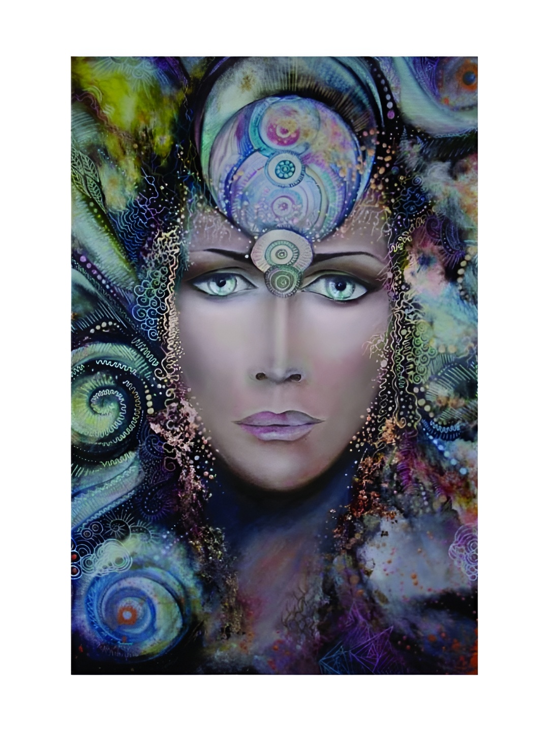 

Inephos Blue & Green Beautiful Lady Modern Abstract Printed Wall Art