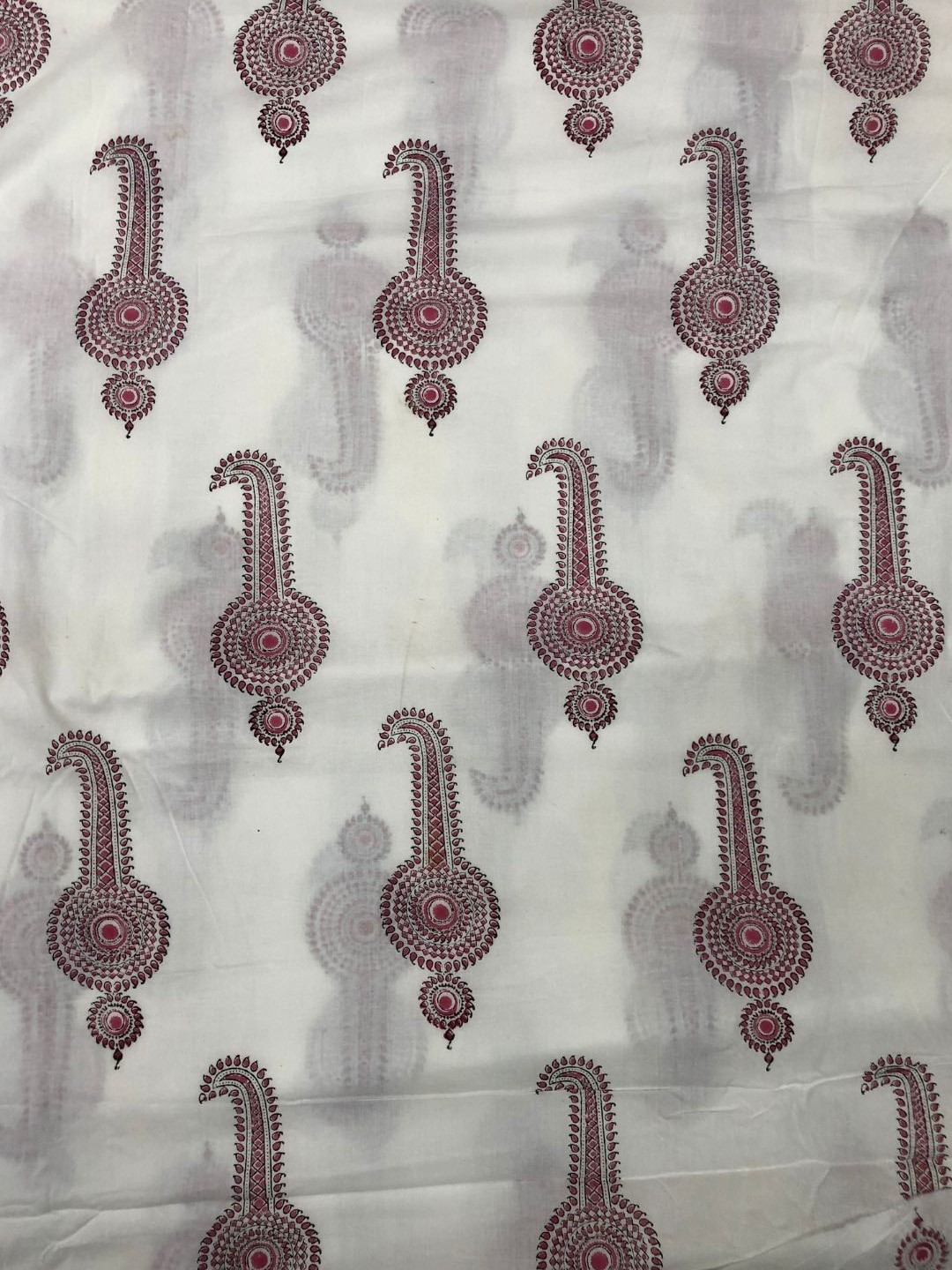 

PALASH Ethnic Motifs Printed Pure Cotton Unstitched Dress Material, White