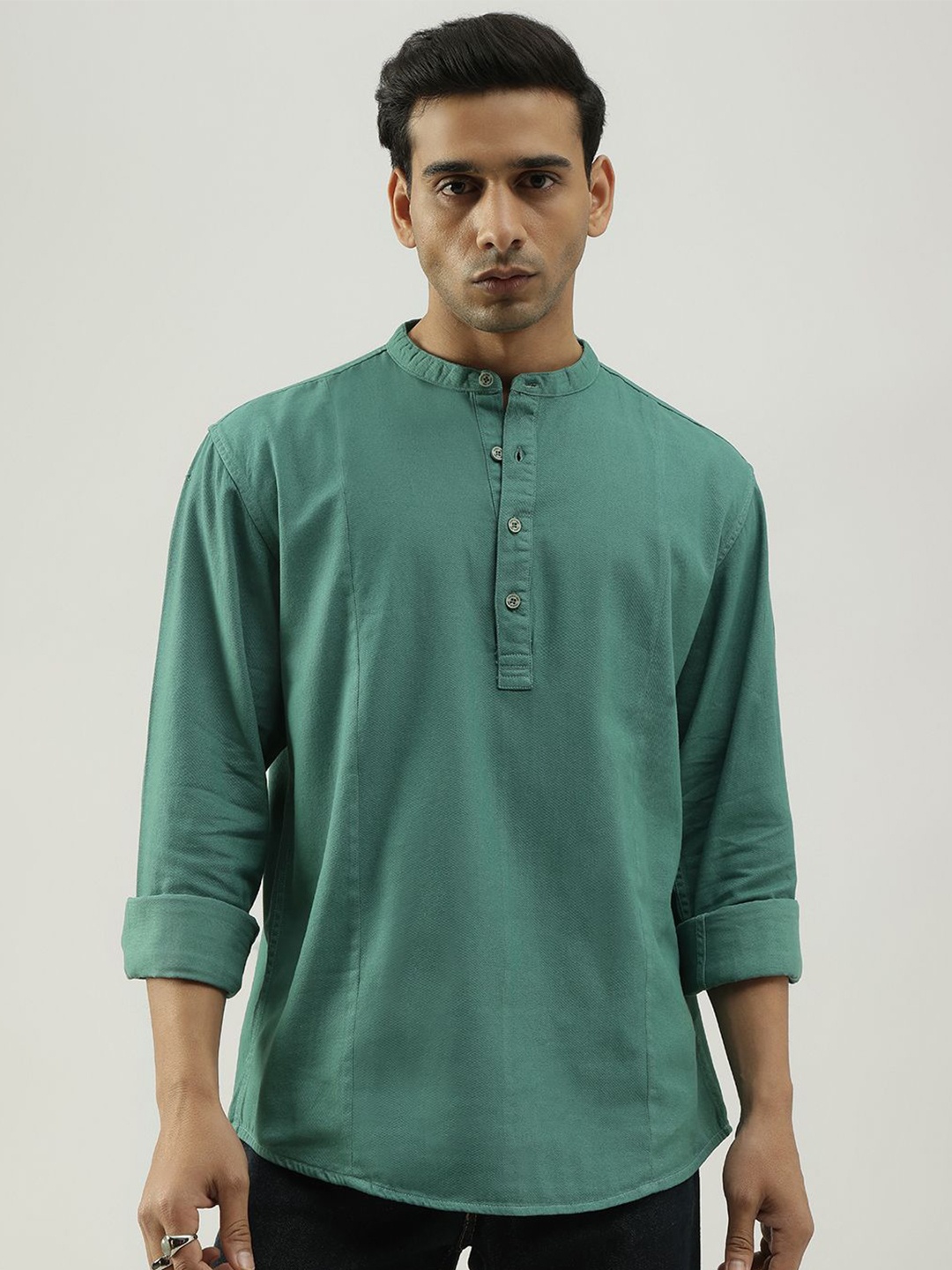 

Code 61 Men Standard Opaque Casual Shirt, Olive