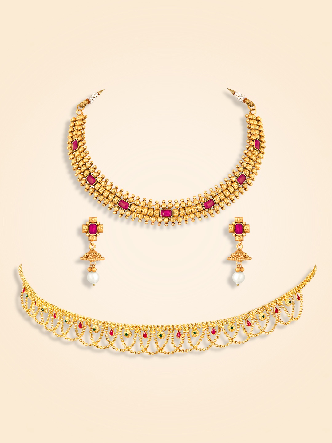 

Peora Gold-Plated Stone Studded Jewellery Set
