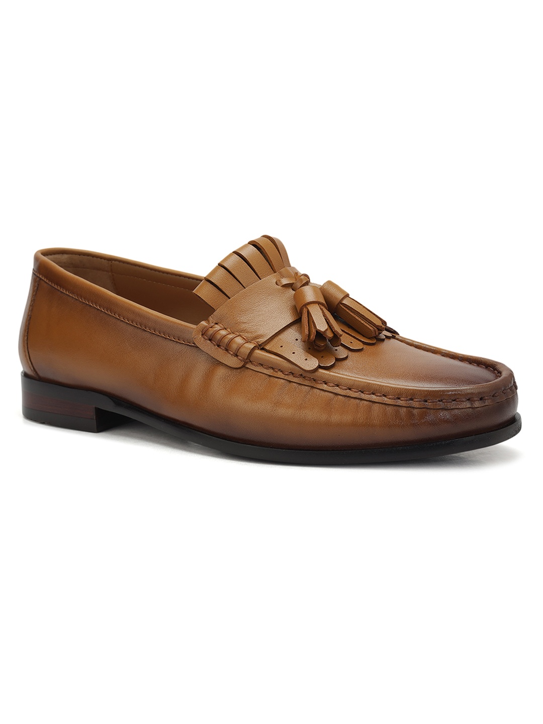 

ROSSO BRUNELLO Men Leather Formal Loafers Shoes, Tan