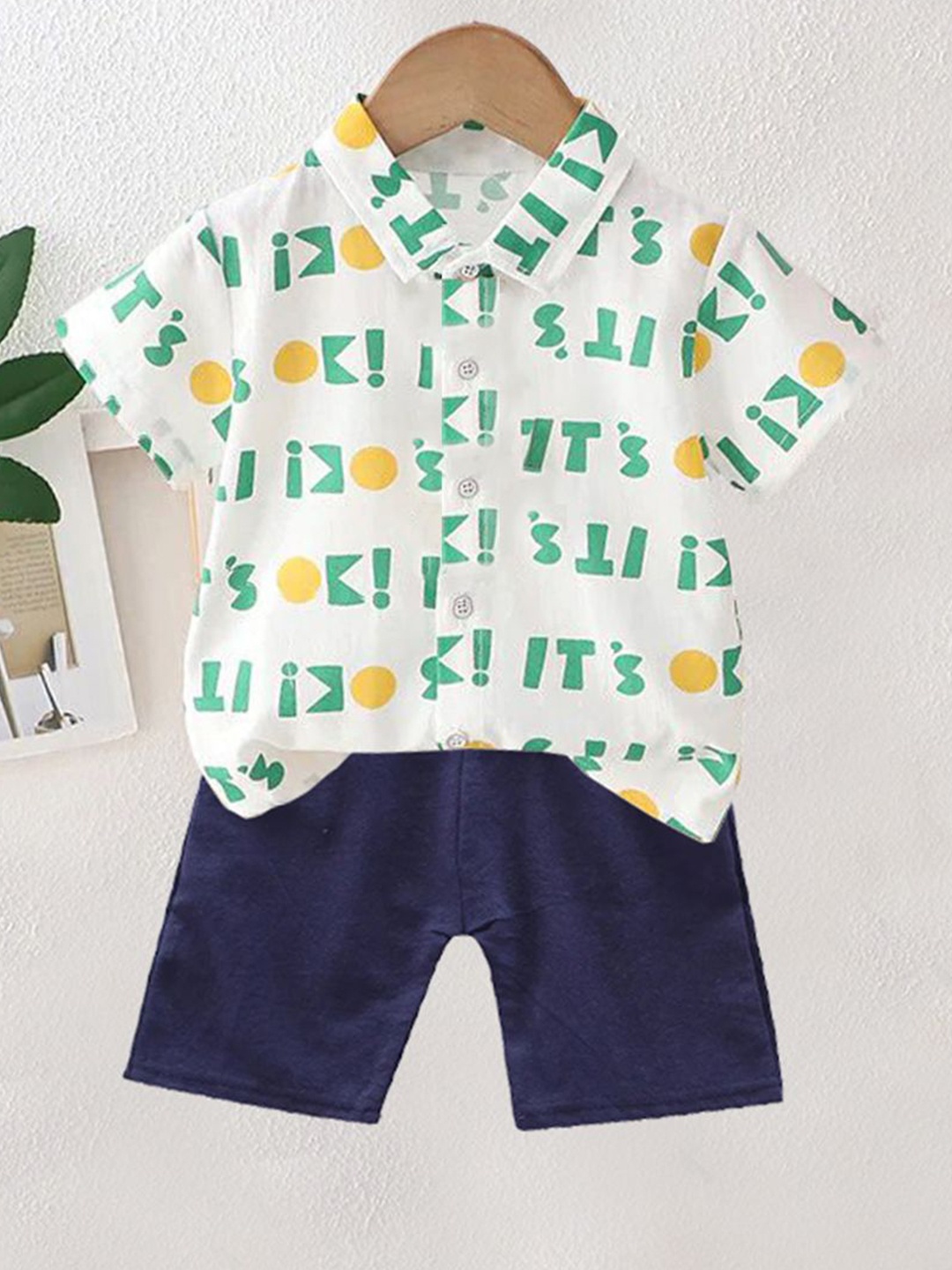 

DANGAR Kids Printed Short Sleeves Shirt With Shorts, White