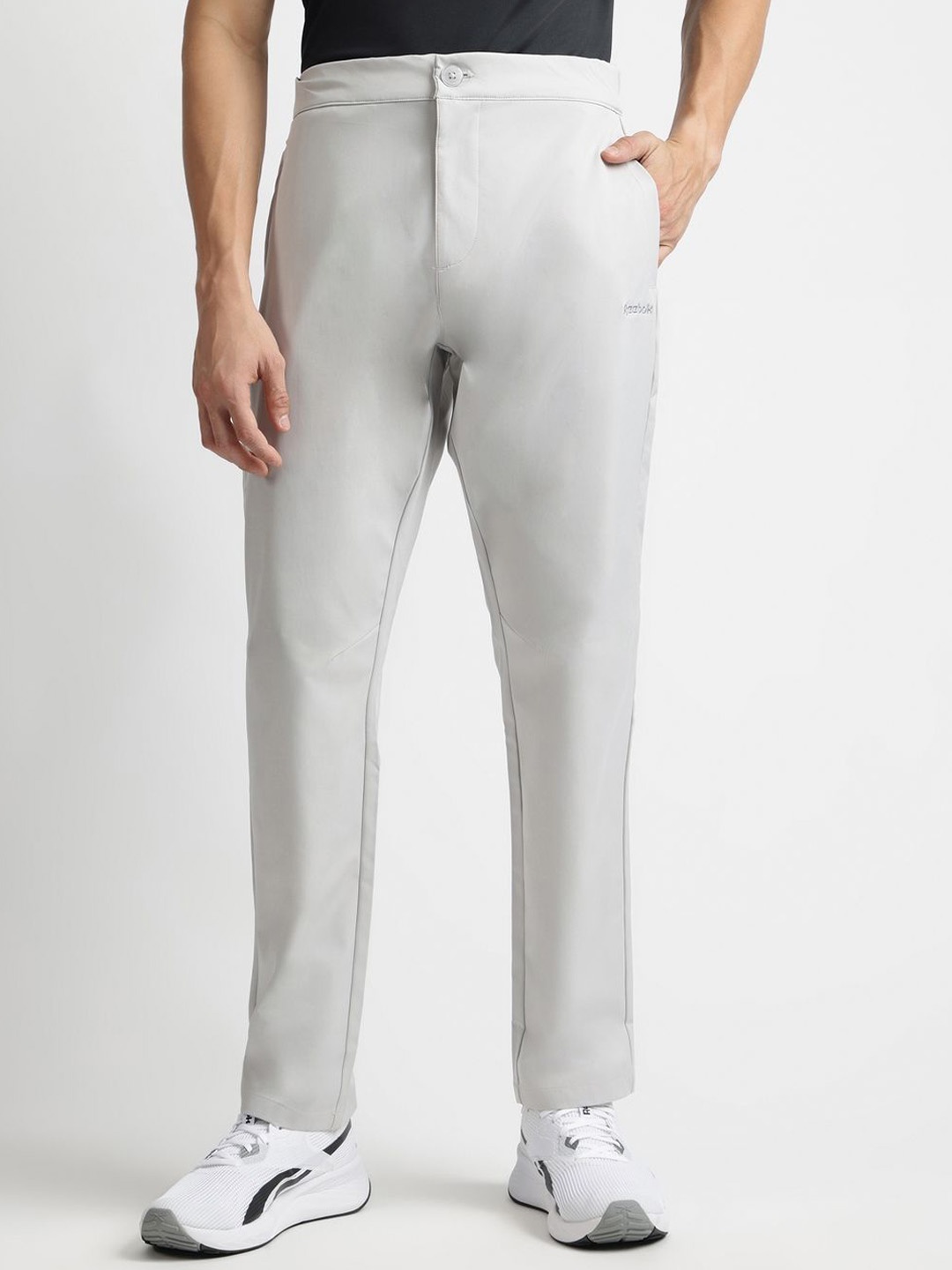 

Reebok Men Regular Fit Mid-Rise Trousers, Grey