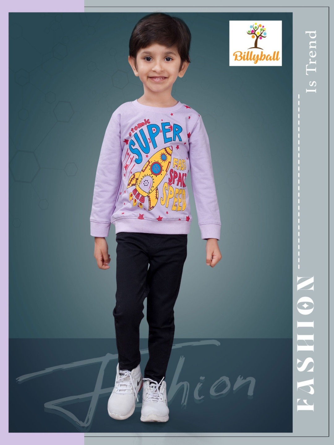 

BILLYBALL Unisex Kids Printed T-shirt with Trousers, Purple