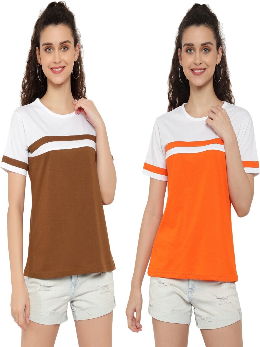 

DEEPMAYRA COLLECTION Women 2 Colourblocked T-shirt, Multi