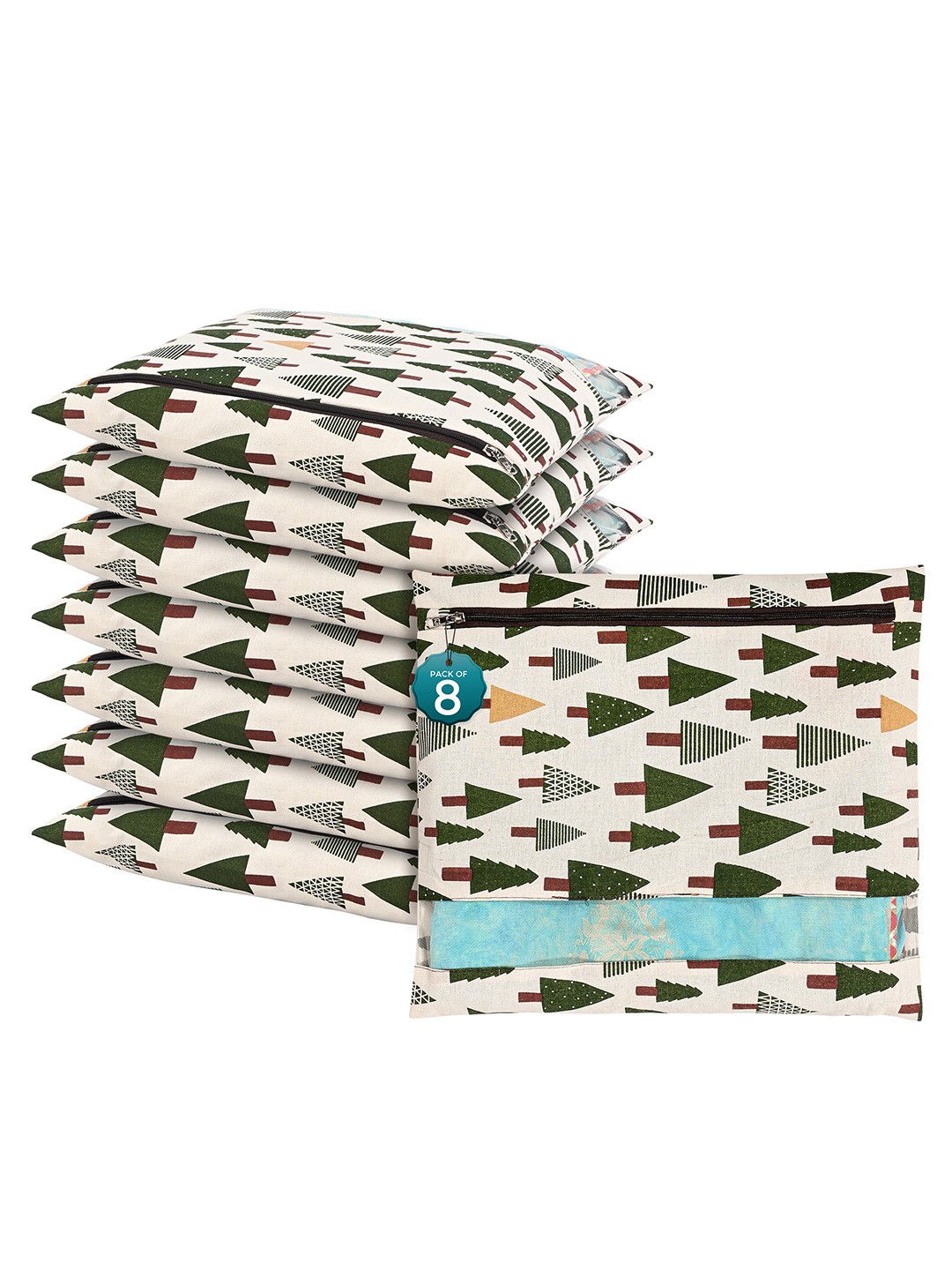 

Kuber Industries Green 8 Pcs Regular Single Saree Cover Multi-Utility Storage Organisers