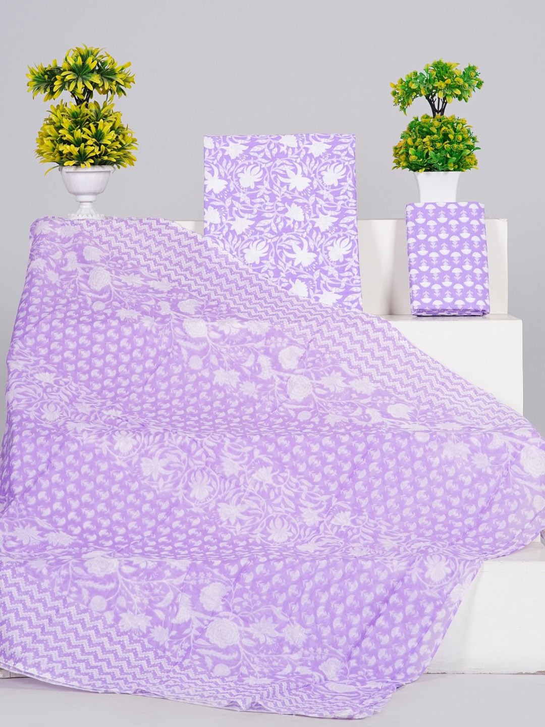 

TROPWEAR Printed Pure Cotton Unstitched Dress Material, Purple