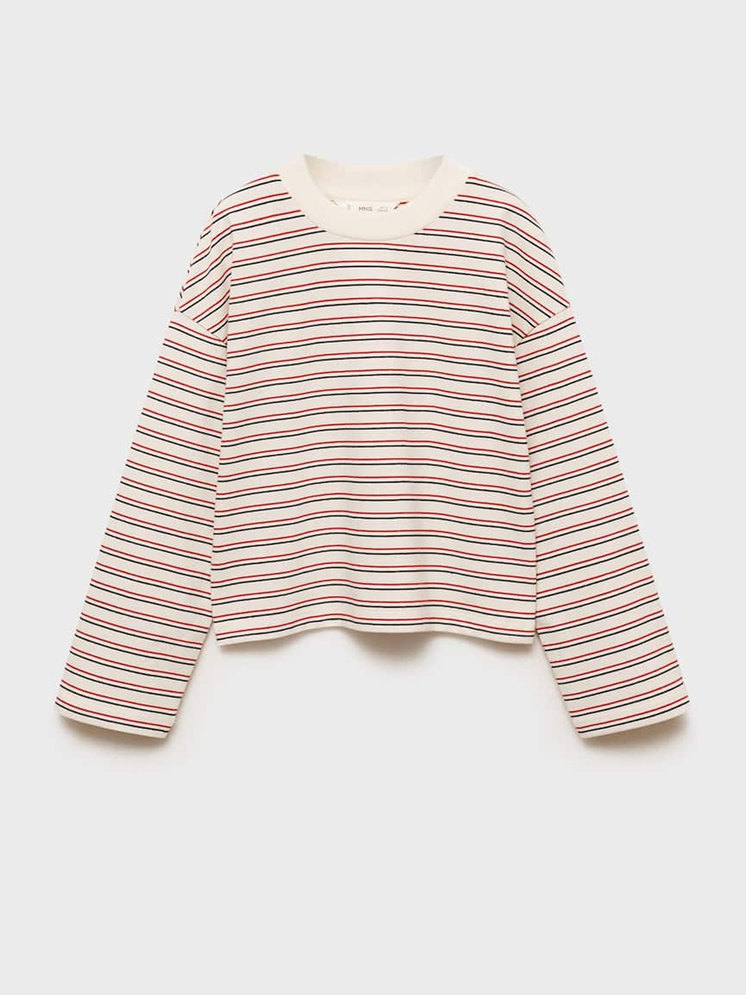 

Mango Kids Girls Striped Drop-Shoulder Sleeves Oversized T-shirt, Off white