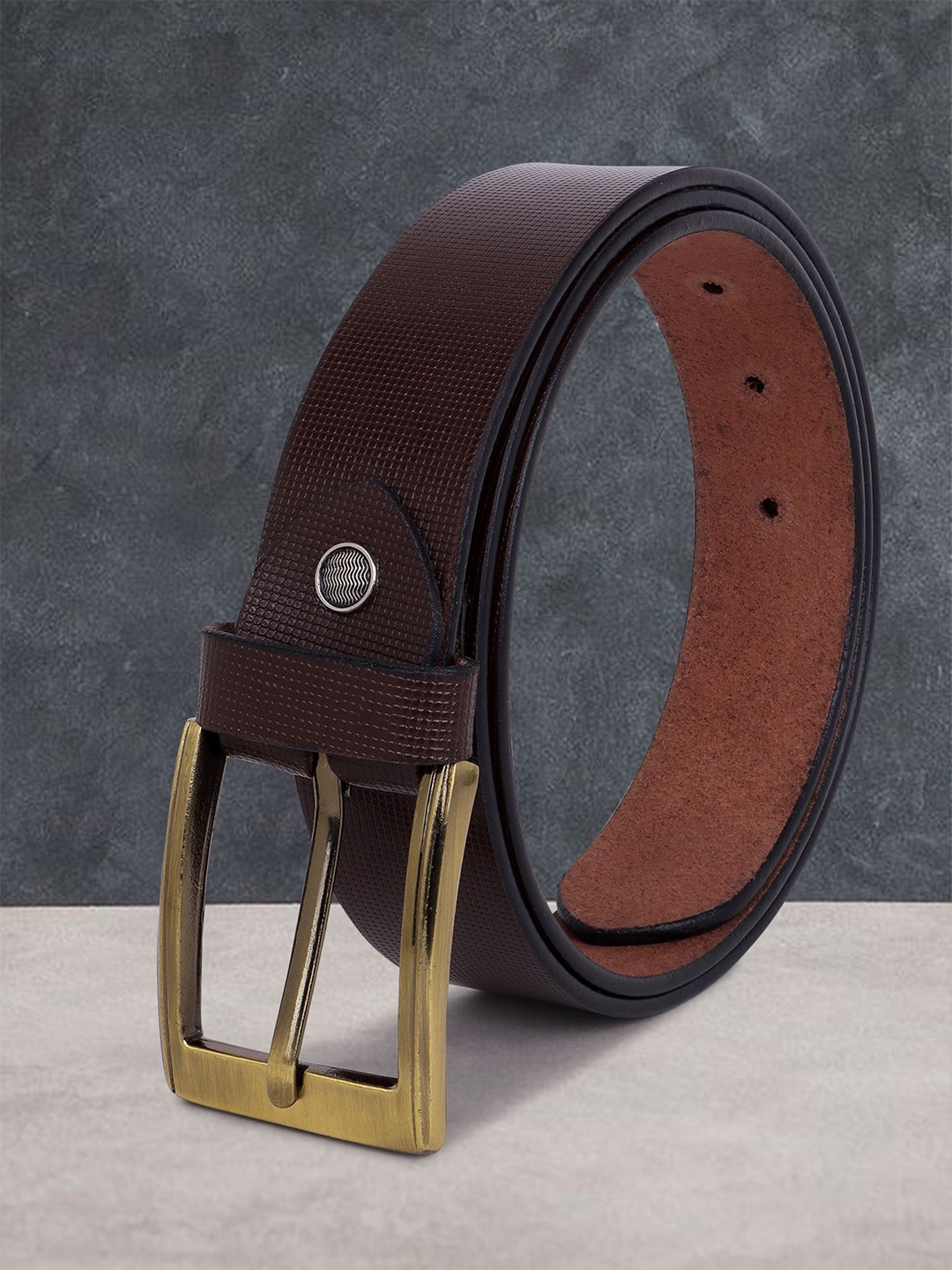 

Provogue Men Textured Leather Belt, Brown